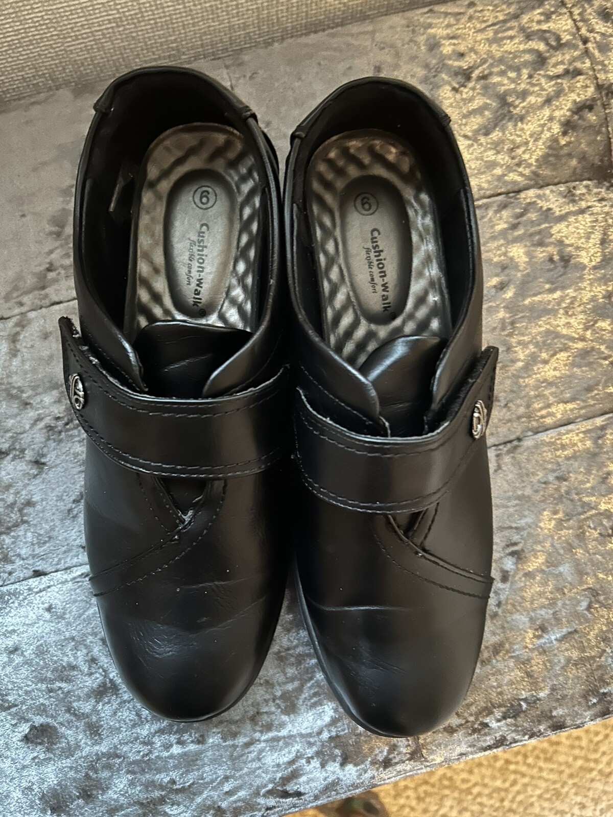 ladies cushion walk shoes uk size 6 Black side fastened eBay