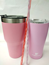 Combo de Vasos Rosa 30oz Rtic y 20oz Hydroflow Tapa + 2 Pajitas Nuevas