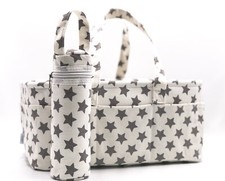 Baby Diaper Caddy Organizer Home Organizer 100 Cotton Canvas White With Stars