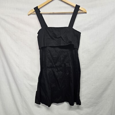Theory Dress Size 0 Good Linen Drape-Back Dress Sleeveless Black | eBay