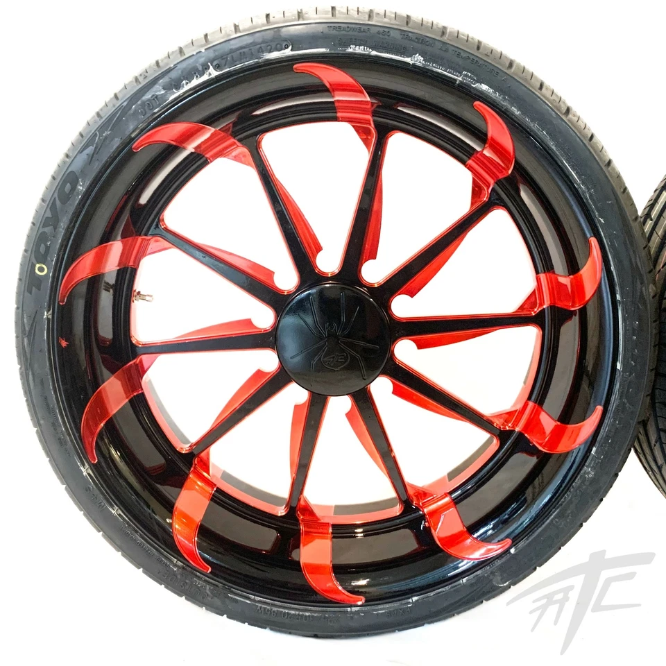 SPYDER (3) 20" BLACK & CANDY RED TORNADO WHEELS 2015-2020 CAN-AM SPYDER F3 - Image 3 of 4