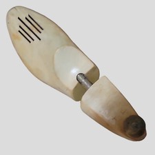 Vintage MCM Solid Wood Metal Shoe Tree Stretcher Medium Knob Decor