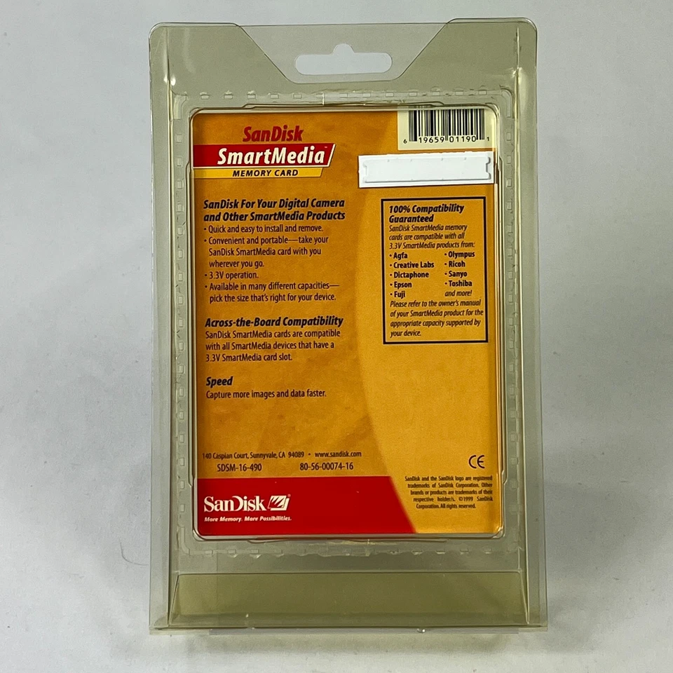 SanDisk 16 MB SmartMedia Memory Card (SDSM-16-490) 16 MB - NEW FACTORY SEALED - Image 2 of 2