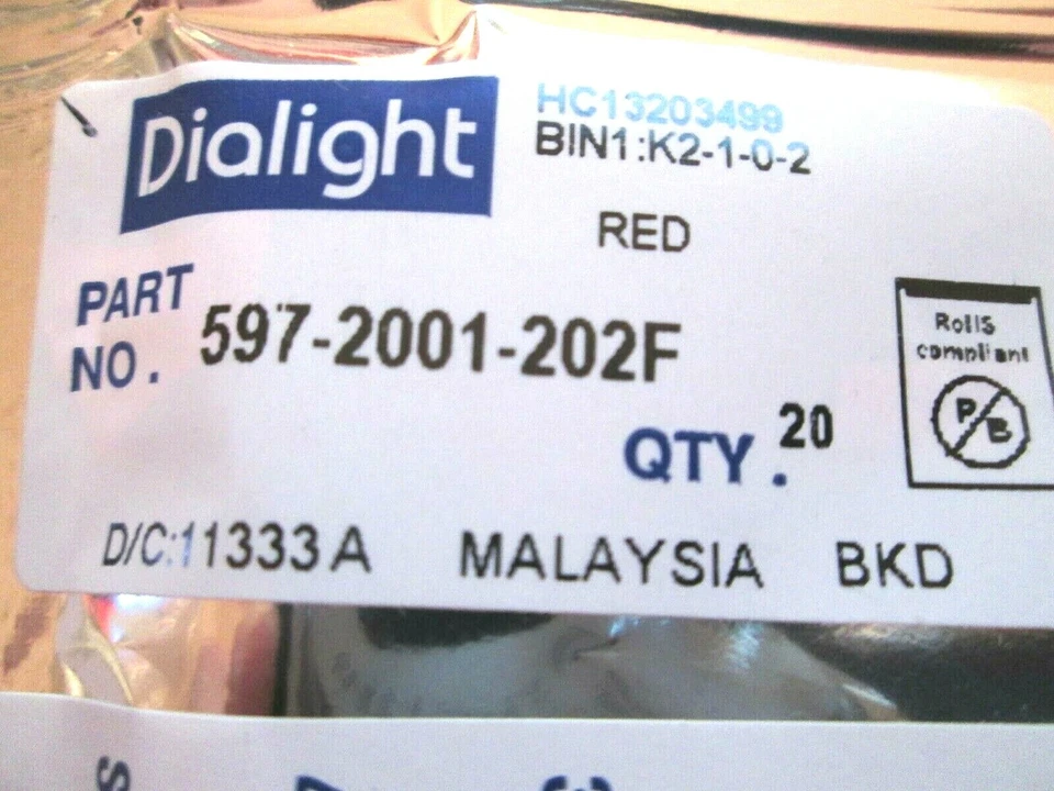 Side LEDs, rot, SMD, 10mA, 2V, 635nm, 32mcd, 597-2001-202F, DIALIGHT,  20 Stück - Bild 2 von 4