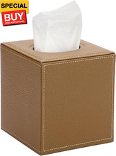 Square Leather Tissue Box Cover - Stylish Cube Tissue Box Holder with Magnetic B