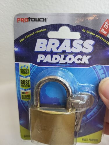 Protouch Brass Padlock 2 Keys Lock 1.5 in 38mm Wide Weather Proof New - Picture 2 of 4