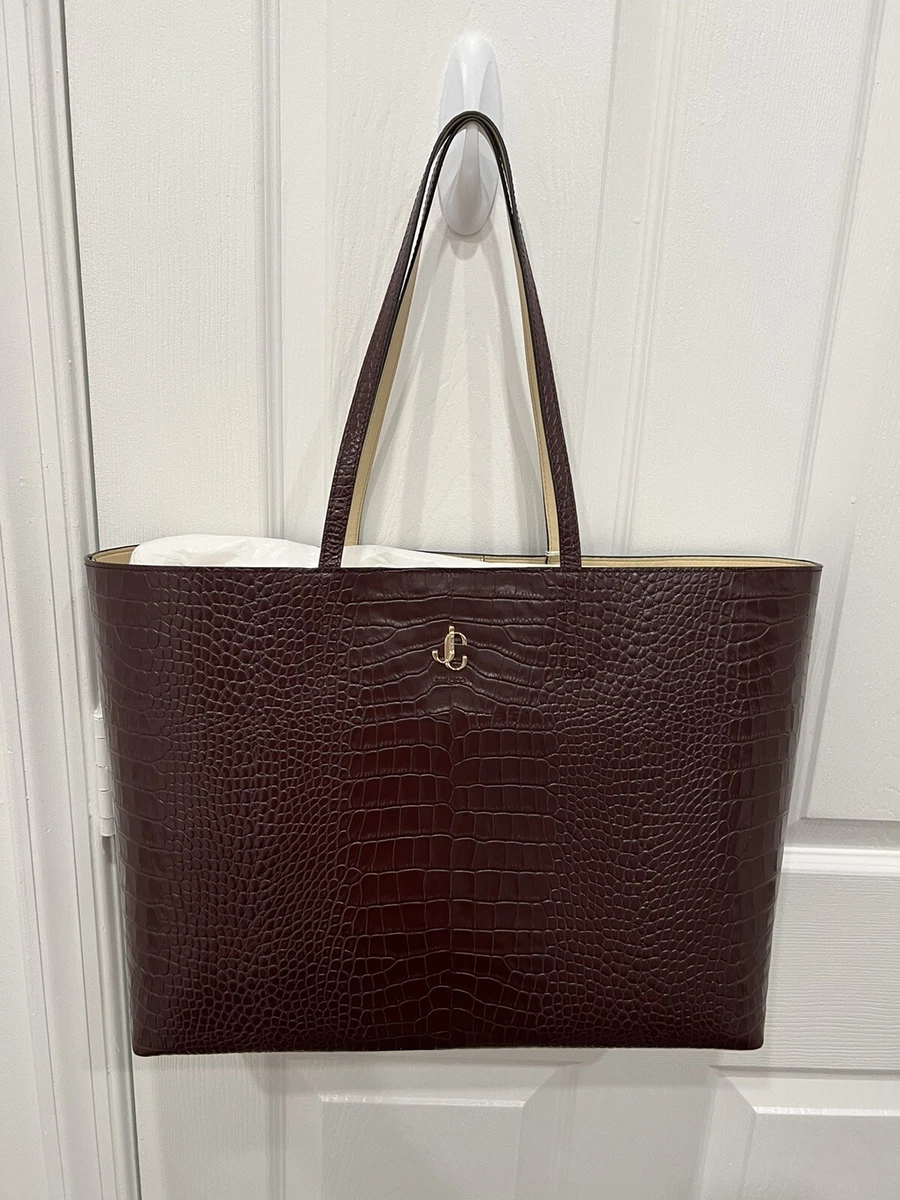 Jimmy Choo E/W JC Shoulder Tote Bag Croc Embossed Leather Lg