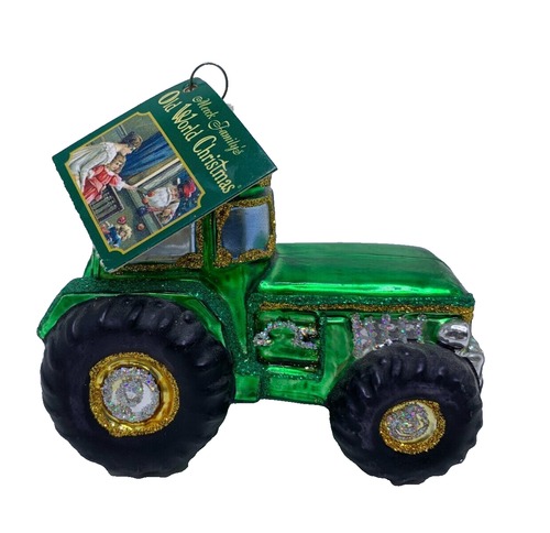 Green Tractor Glass Old World Christmas Ornament Decoration 46006