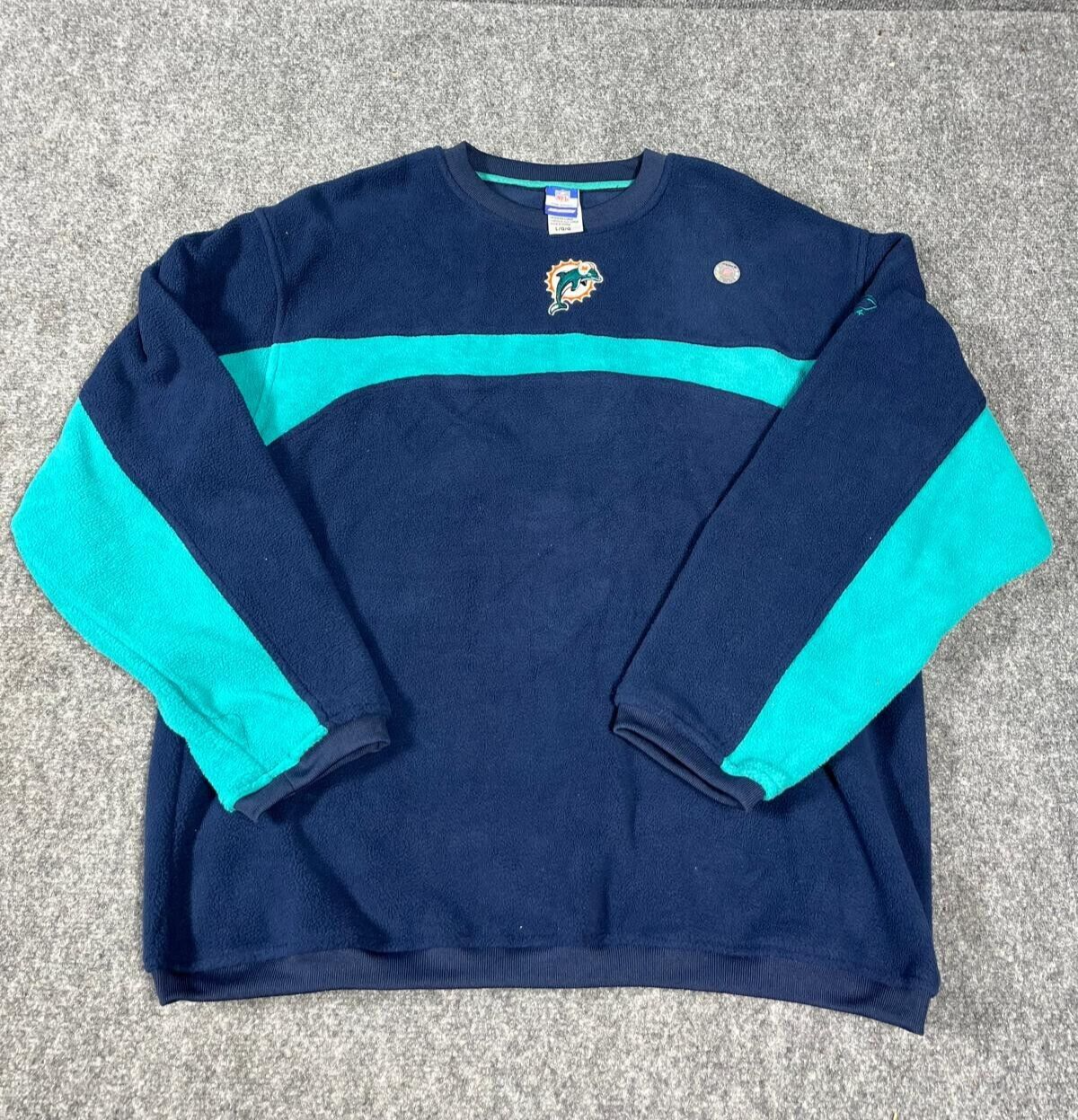 Reebok NFL Team Apparel Miami Dolphins Crewneck Fleece Men’s Sweater Size L