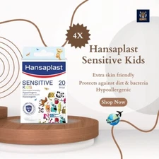 4x Hansaplast Sensitive Kids 20 Strips Extra Skin Friendly FREE SHIPPING