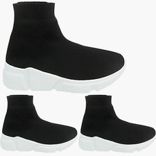 Ladies Womens Stretch Speed Hi Top Sock Pumps Trainers Runners Designer Inspired