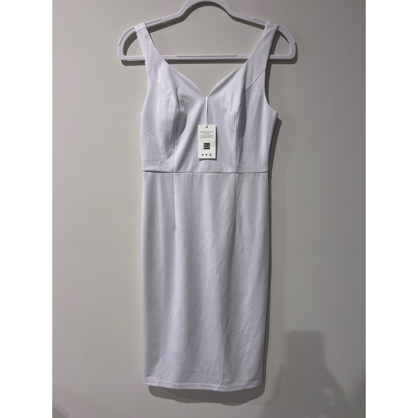 Grace Karin White Sleeveless V-Neck Sheath Cocktail Dress Size M New Graduation
