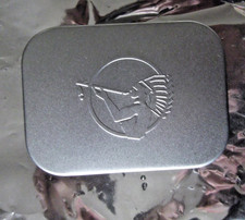 American Spirit Metall Silber Tabakdose mit Emblem unbenutzt ca. 11 X 8cm
