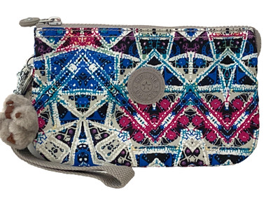 Kipling~ Brightside Sky Creativity Pouch Wristlet XL 3 Pocket Zipper w/ Monkey