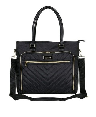 Kenneth Cole Reaction Chelsea Chevron 15'' Laptop Business Tote BLK/GLD NWOT