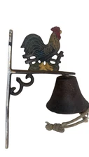 Rooster Scrolls Farmhouse Yard Door Wall Dinner Bell Cast Iron Rustic Country