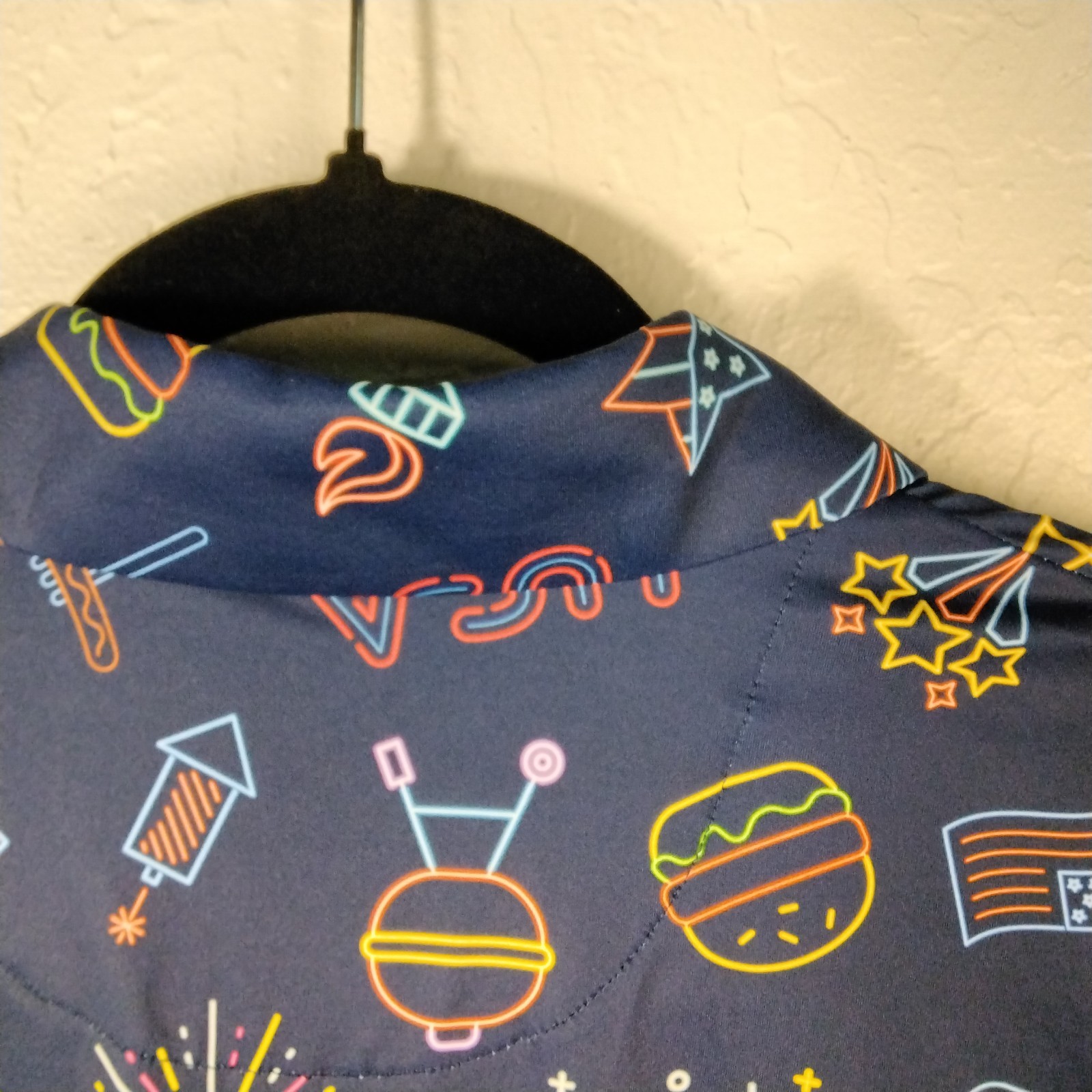 Birdie Bound Golf Mens Polo Shirt Size M Navy Blue Patriotic Party Short Sleeve