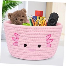 Axolotl Cotton Rope Basket, Cute Pink Round Woven Basket, Baby Storage for