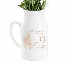 40th Birthday Gift Personalised Vase Flower Jug Keepsake for Her Woman Friend