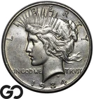 1934-D Peace Dollar, Choice AU Better Date Denver Issue