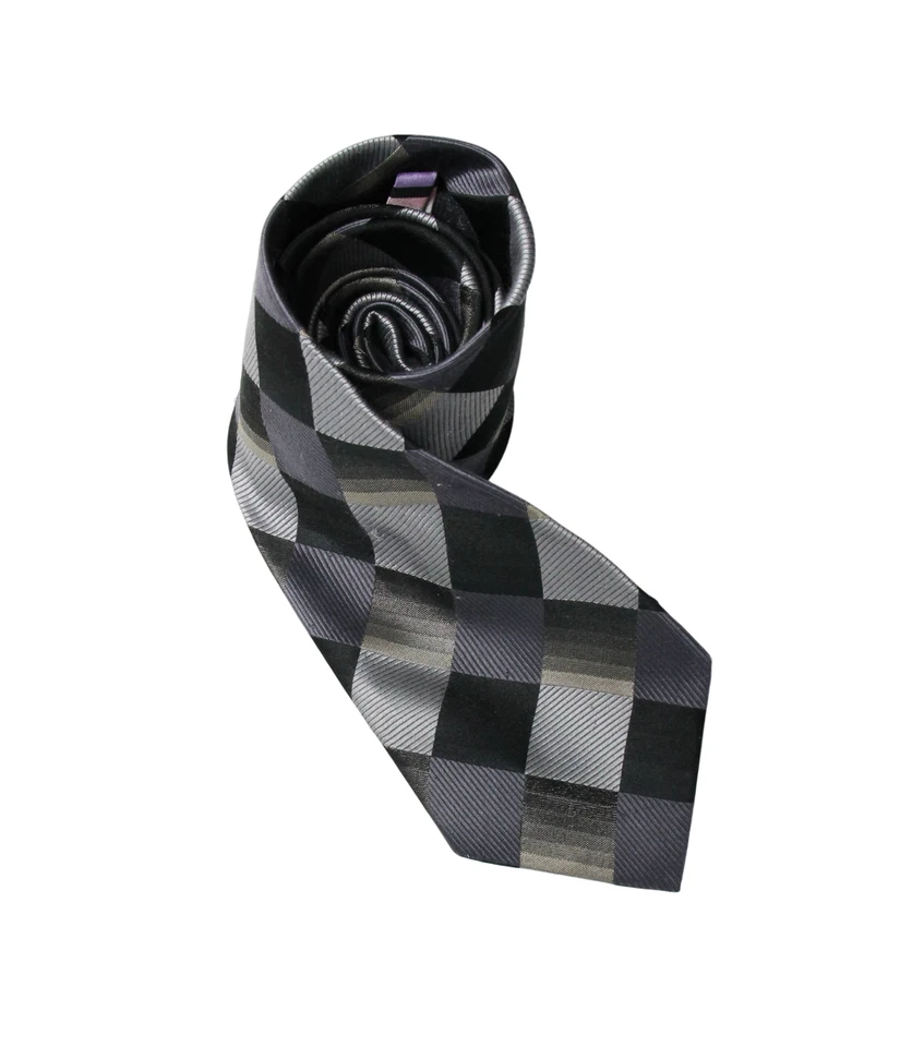 Corbata Balmain para hombre talla única 100 % seda puntiaguda clásica estampado a cuadros colorida Foto 4 de 4