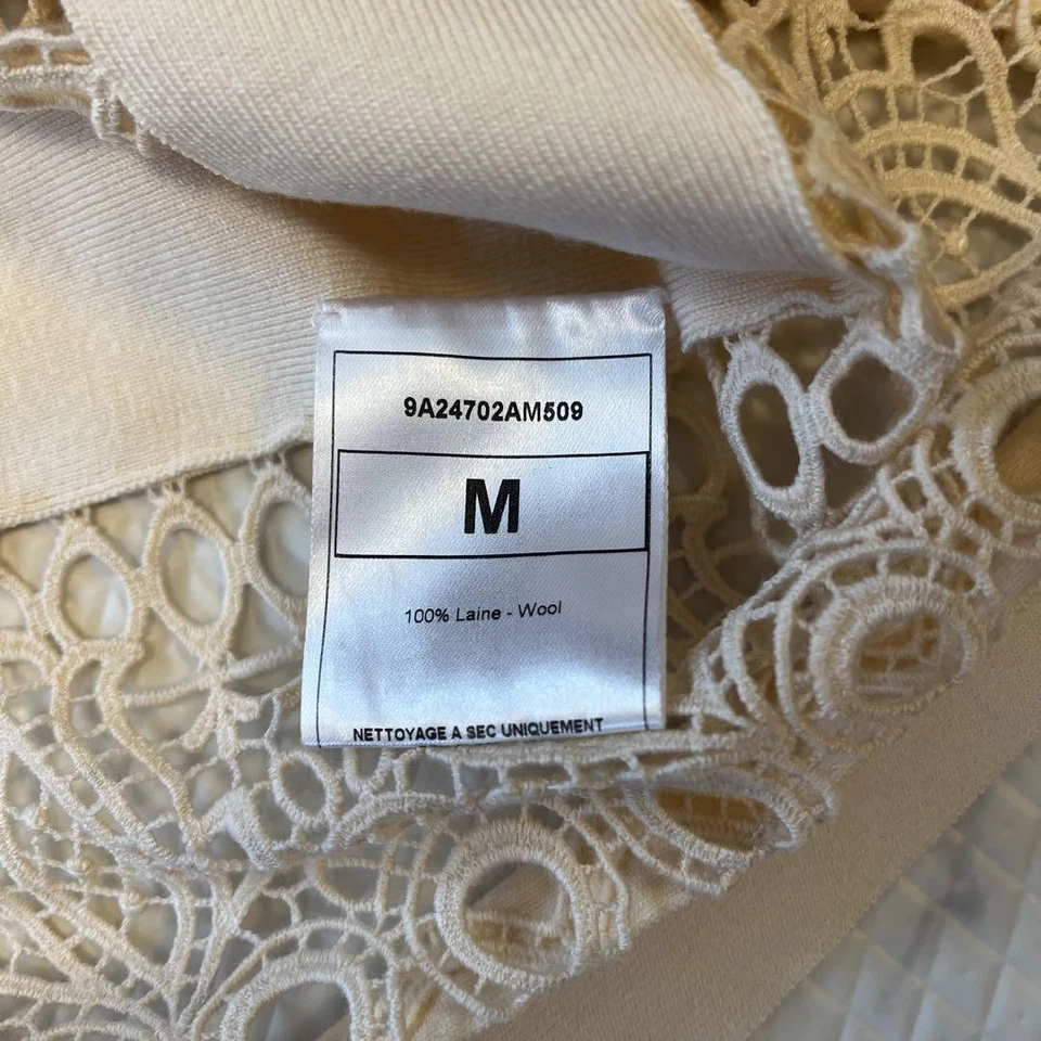 Cárdigan Christian Dior Marfil Lana Encaje Diseño Talla M Estilo Elegante Foto 4 de 4