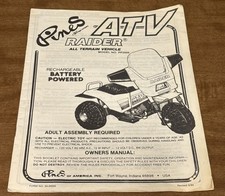 Vintage Pines ATV Raider PP2000 Owners Manual 1984 Battery Ride-On Vehicle