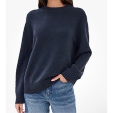 Jenni Kayne XS Everyday Wool Cashmere Knit Sweater Blue Crew Neck Long Sleeves