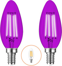 2 Pack E12 Filament Led Purple Light Bulbs E12 Candelabra Bulb 4w 40 Watt Equ