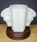 VTG Art Deco Maddux MacBeth Evans Milkglass Double Horse Head Shaving Mug/Cup