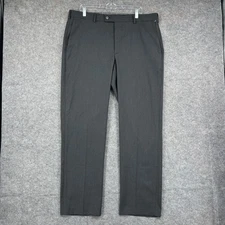 Perry Ellis Portfolio Dress Pants Mens 38x32 Gray Flat Front Rayon Blend Slacks