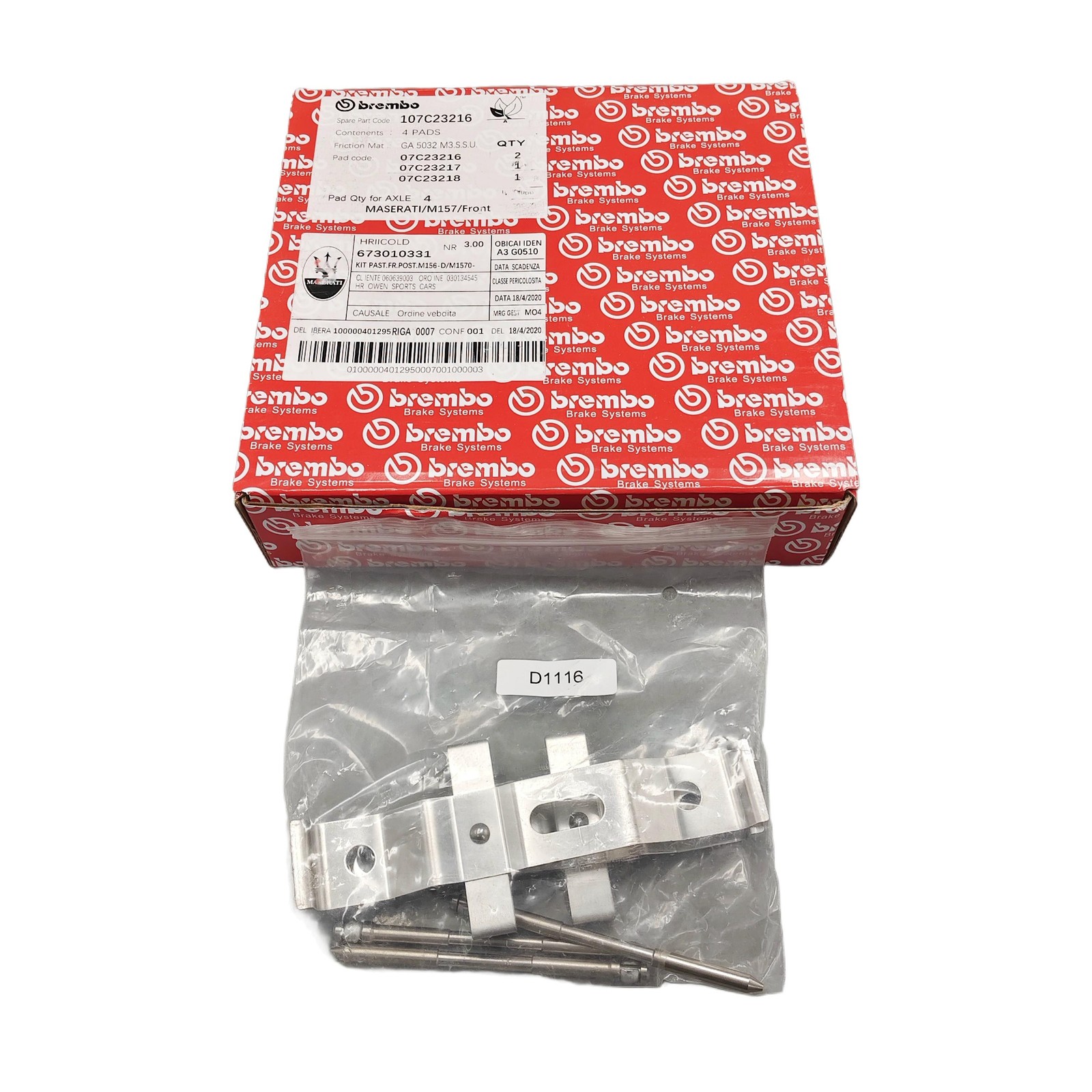 Maserati Ghibli 2013 Front Brake pad sets Set P/N 673010331