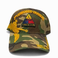 US Army 2nd Armored Division Hell On Wheels Camo Hat Military Cap Veteran USA