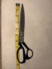 Large Steel 10  Used Vintage Scissors Black Handle