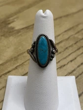 Wheeler Mfg. Vintage Navajo Inspired 925 Sterling Turquoise Stone Ring Sz 6.75