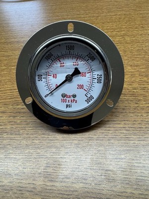 2.5'' Liquid Filled Pressure Gauge 0-3000 PSI 1/4'' NPT CBM Panel Flush Mount