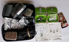 Lot Phonak Brio R Hearing Aids Left Right Tested Battery Power ComPilot Extras