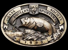 IG29158 COOL VINTAGE 1993 BASS ANGLERS SPORTSMAN SOCIETY BUCKLE