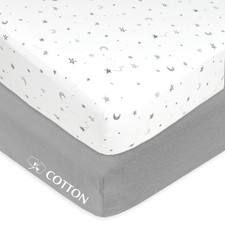 American Baby Company 2 Pack 100 Natural Cotton Fitted Crib Sheets 52" x 28" -