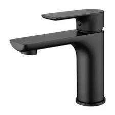 SHAMANDA Brass Bathroom Faucet Single Handle Matte Black Sink Faucet with Wat...