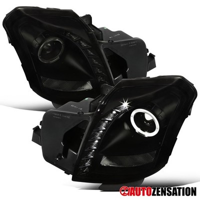 Fit 2003-2007 Cadillac CTS Smoke LED Halo Projector Headlights Left+Right 03-07