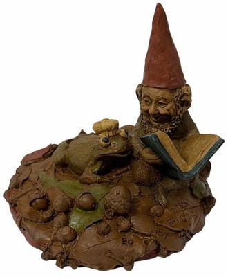 Vintage 1984 Tom Clark Figurine HENSON Gnome Cairns Studio Reading Book to Frog