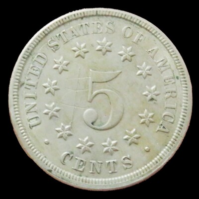 1868 USA SHIELD NICKEL 5C COIN ABOUT UNC | eBay