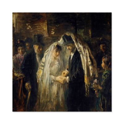 Jozef Israels Jewish Wedding Celebration Painting Wall Art Canvas Print 24X24 In