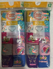 20 PCSWonder Nation 10 Pack Girls Briefs/Panties Size 8 Multi Color Days Of Week