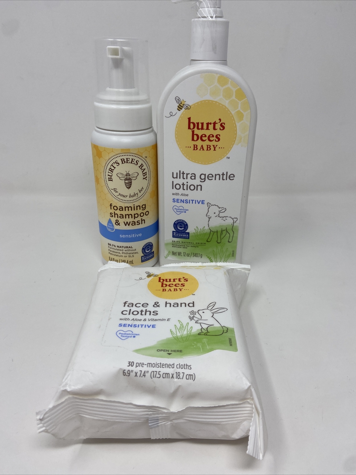 Burts Bees Baby Foaming Shampoo Wash 8.4ozUltra Gentle Lotion 12oz30