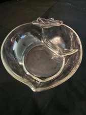 Hazel Atlas Peach Shaped Clear Glass Divided Serving Bowl Large 10¼" Vintage 