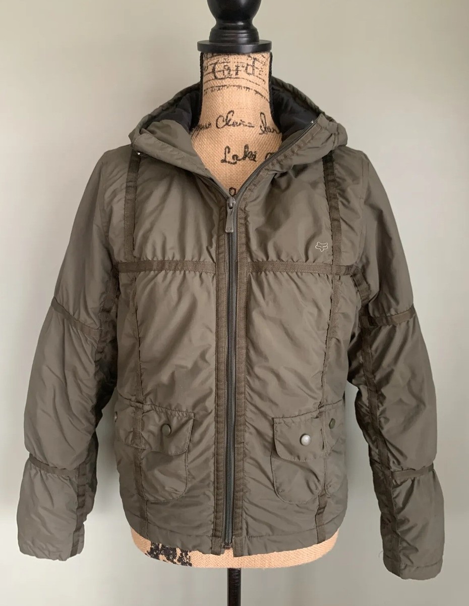 Fox Racing Womens Size M Green Full Zip Winter Coat Puffer Jacket Short