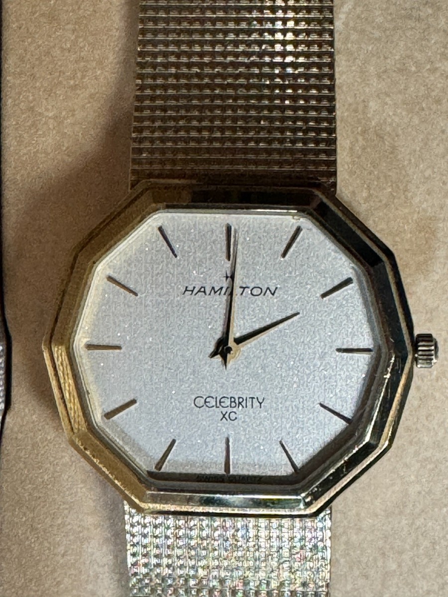 HAMILTON CELEBRITY XC Decagon SWISS Quartz Unisex GOLD Wristwatch RARE  VINTAGE