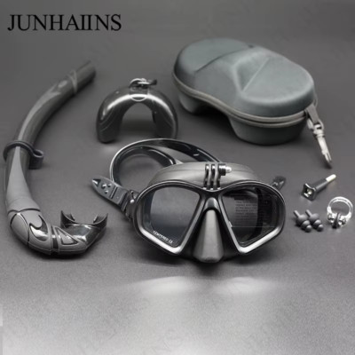 Low Volume Tauchmaske Schnorchel Set - Hartglas Freitauchmaske mit GoPro Halterung